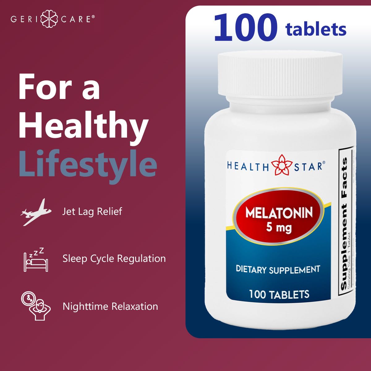 GeriCare Melatonin 5mg Tablets, 100 Count
