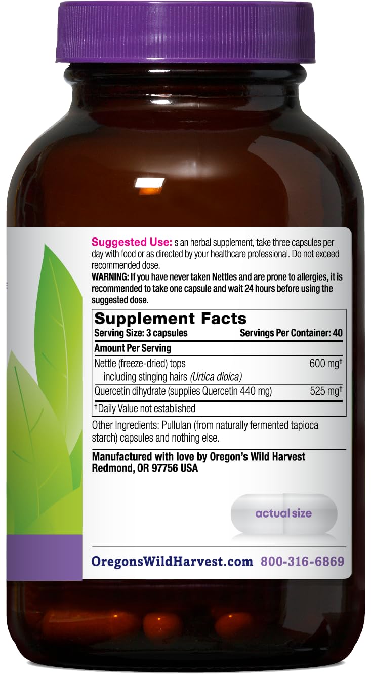 Oregon's Wild Harvest Nettle Quercetin Capsules 120 Count