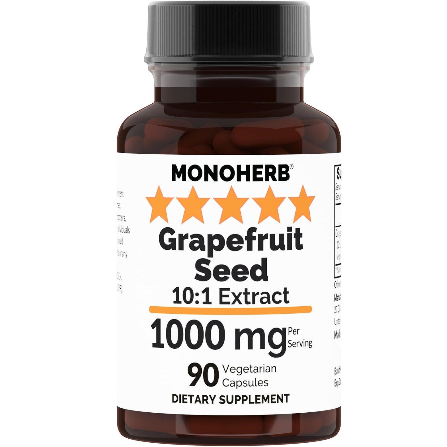 MONOHERB Grapefruit Seed 10:1 Extract Capsule 90 Count