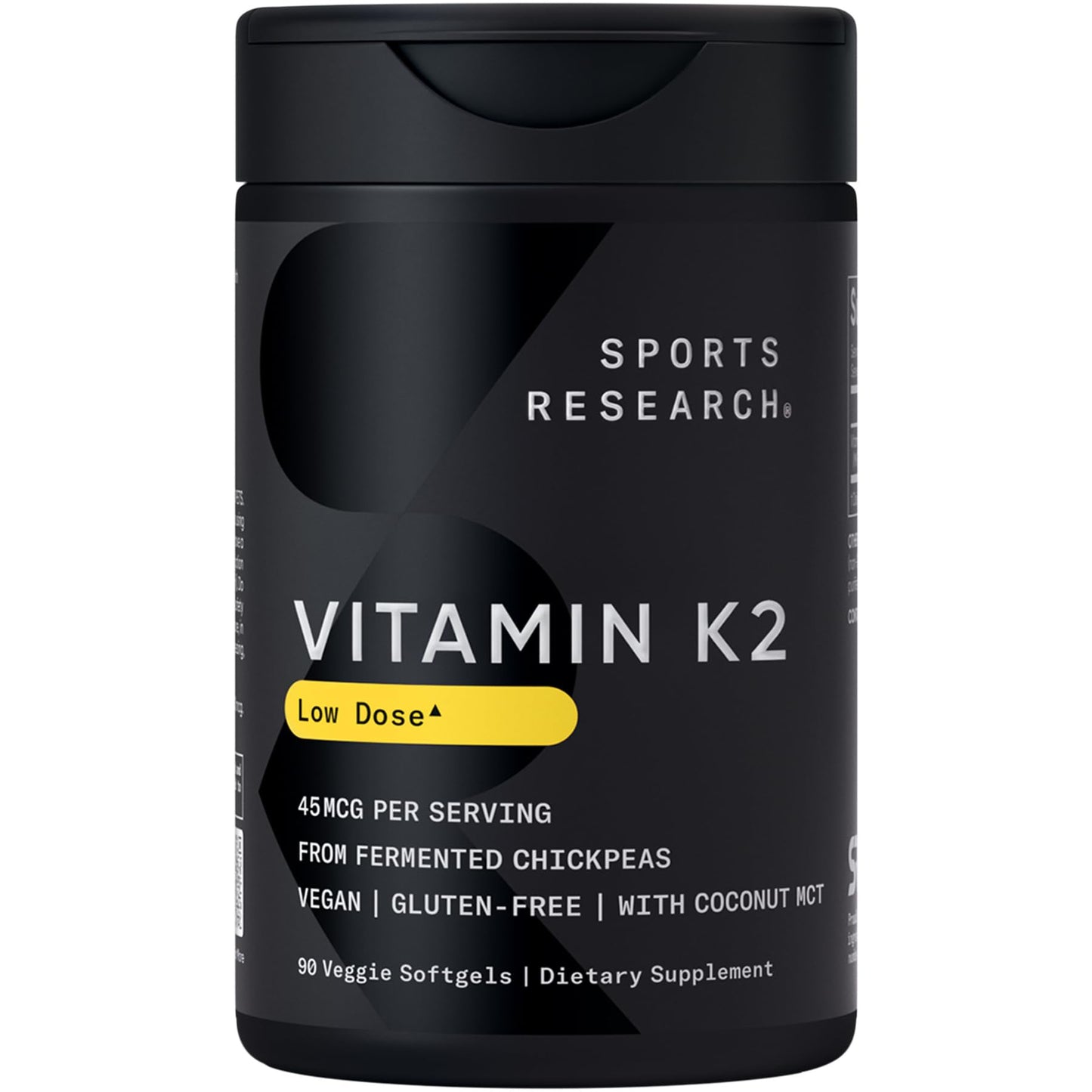 Sports Research Vitamin K2 (MK-7) 45mcg with Coconut MCT Oil Softgel, 90 Count