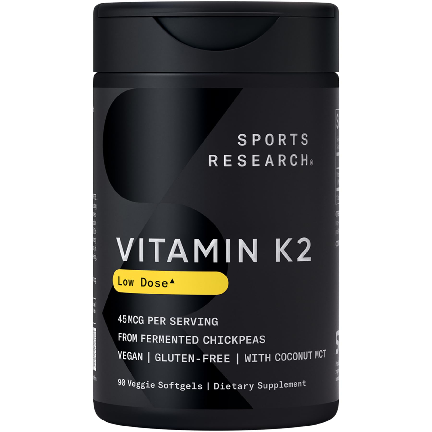 Sports Research Vitamin K2 (MK-7) 45mcg with Coconut MCT Oil Softgel, 90 Count