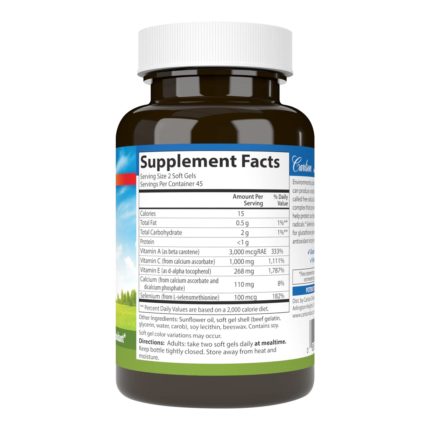 Carlson ACES Vitamins A, C, E + Selenium, Cellular Health Softgels 90