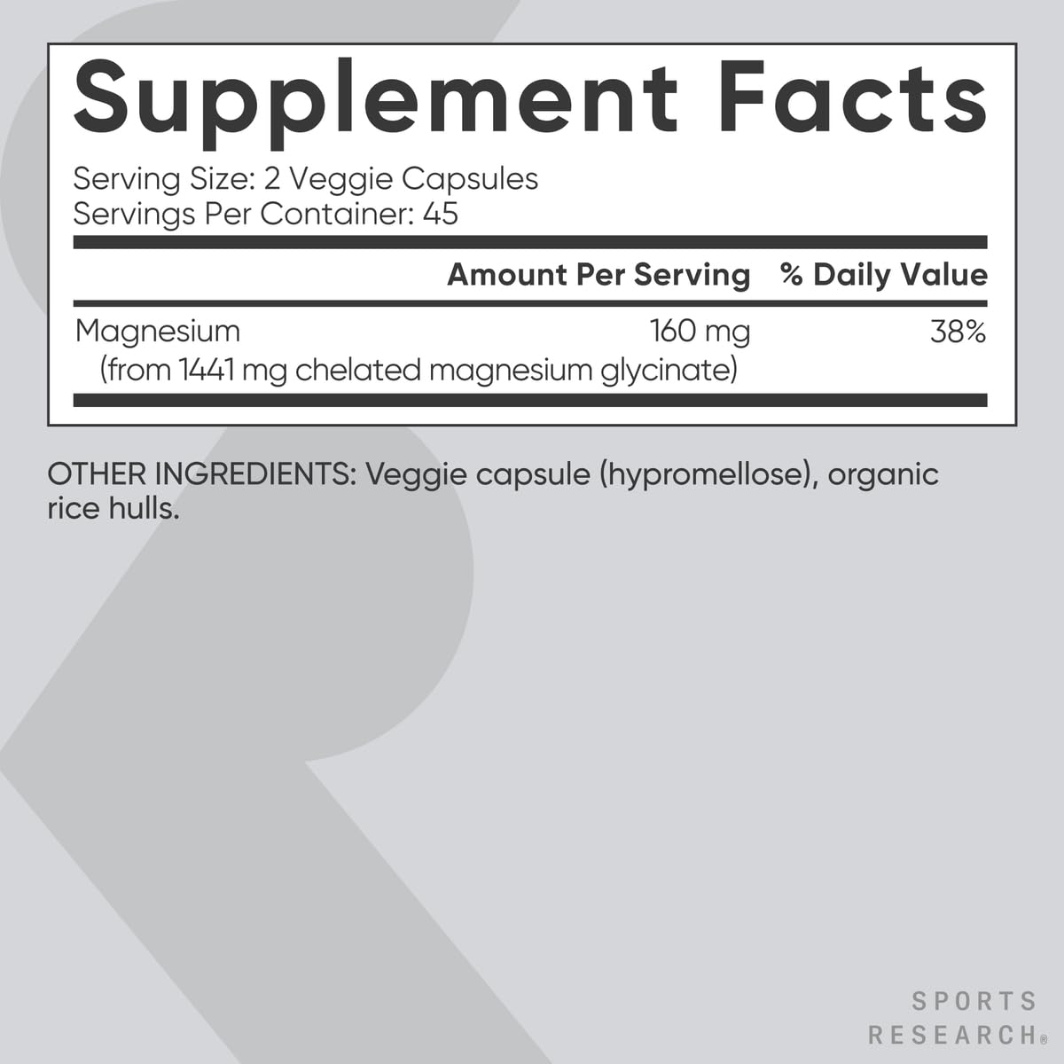 Sports Research Magnesium Glycinate Capsules 90 Count