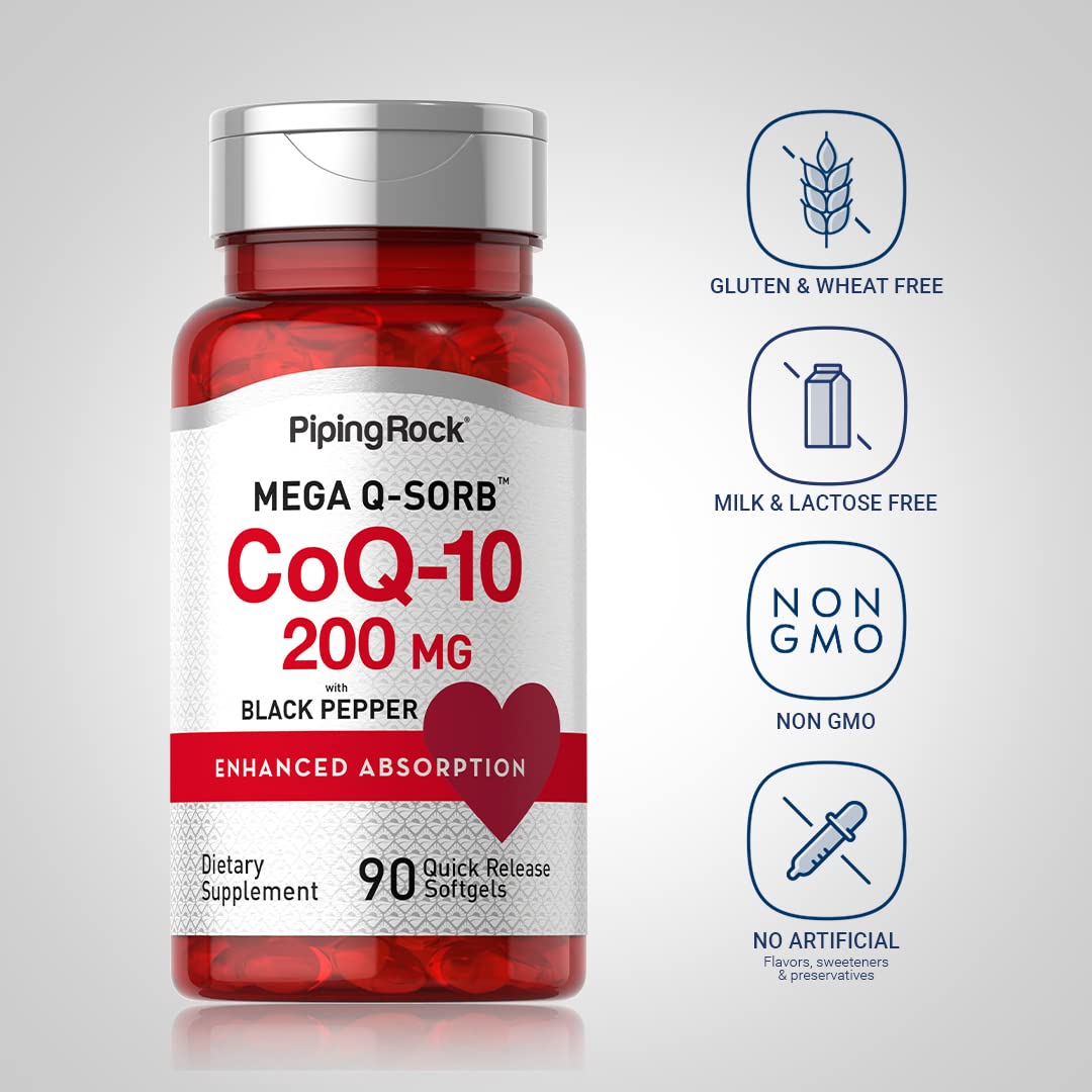 Piping Rock CoQ10 200mg Softgels, 90 Count