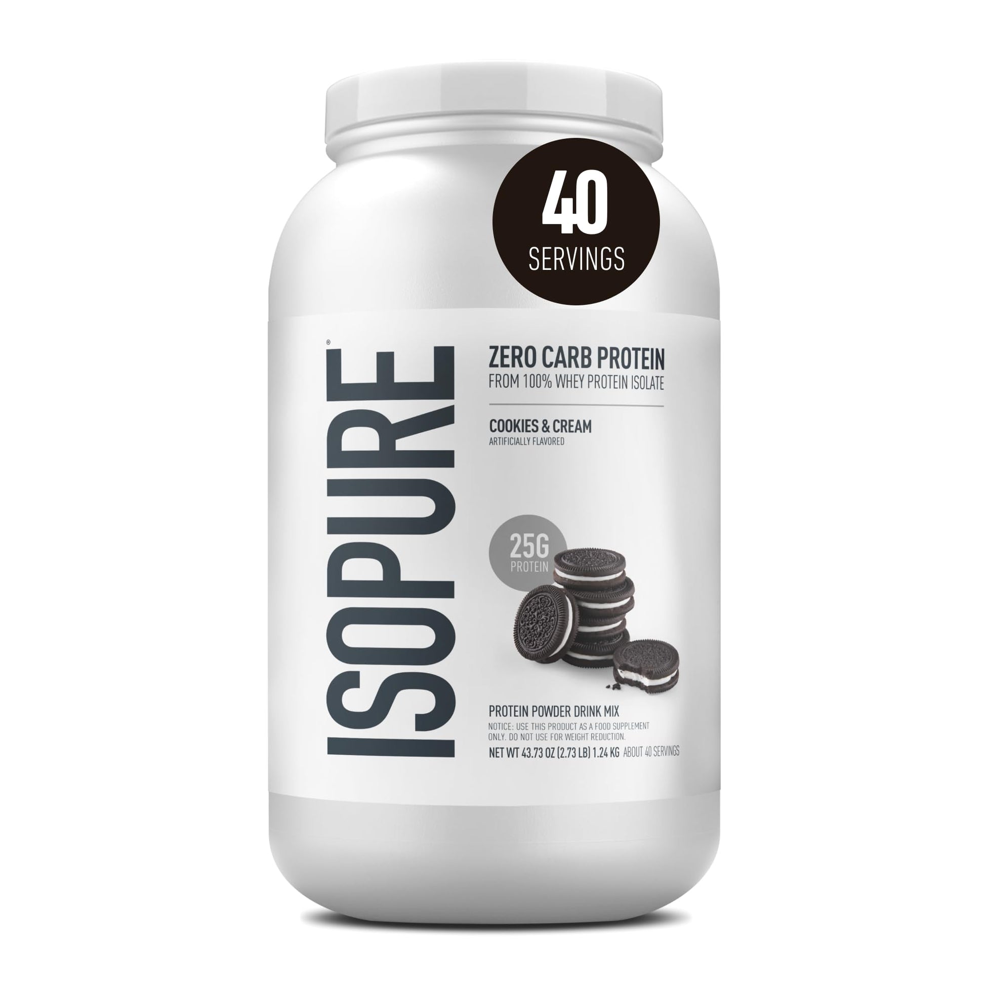 Isopure Zero Carb Whey Isolate Protein Powder Cookies & Cream 48