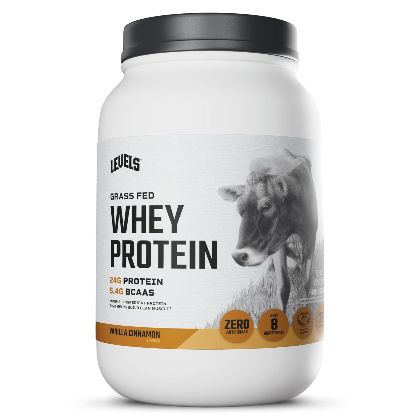 Levels Nutrition Grass Fed Whey Protein Powder Vanilla Cinnamon, 32 Servings
