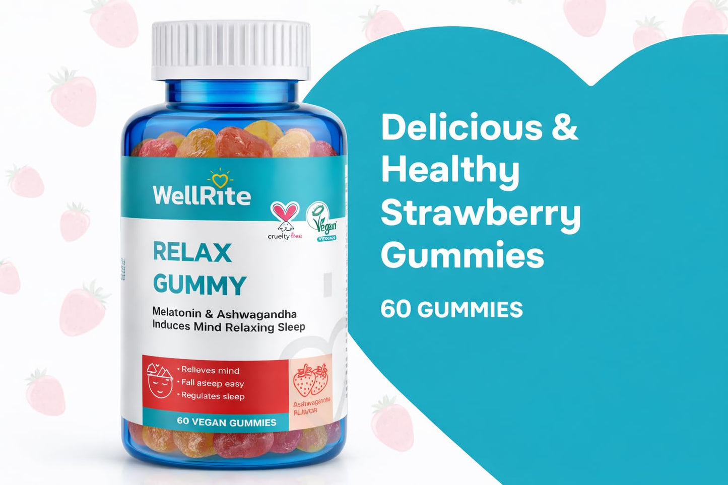 Wellrite Relax Gummy Vitamins with Ashwagandha & Melatonin, 60 Count