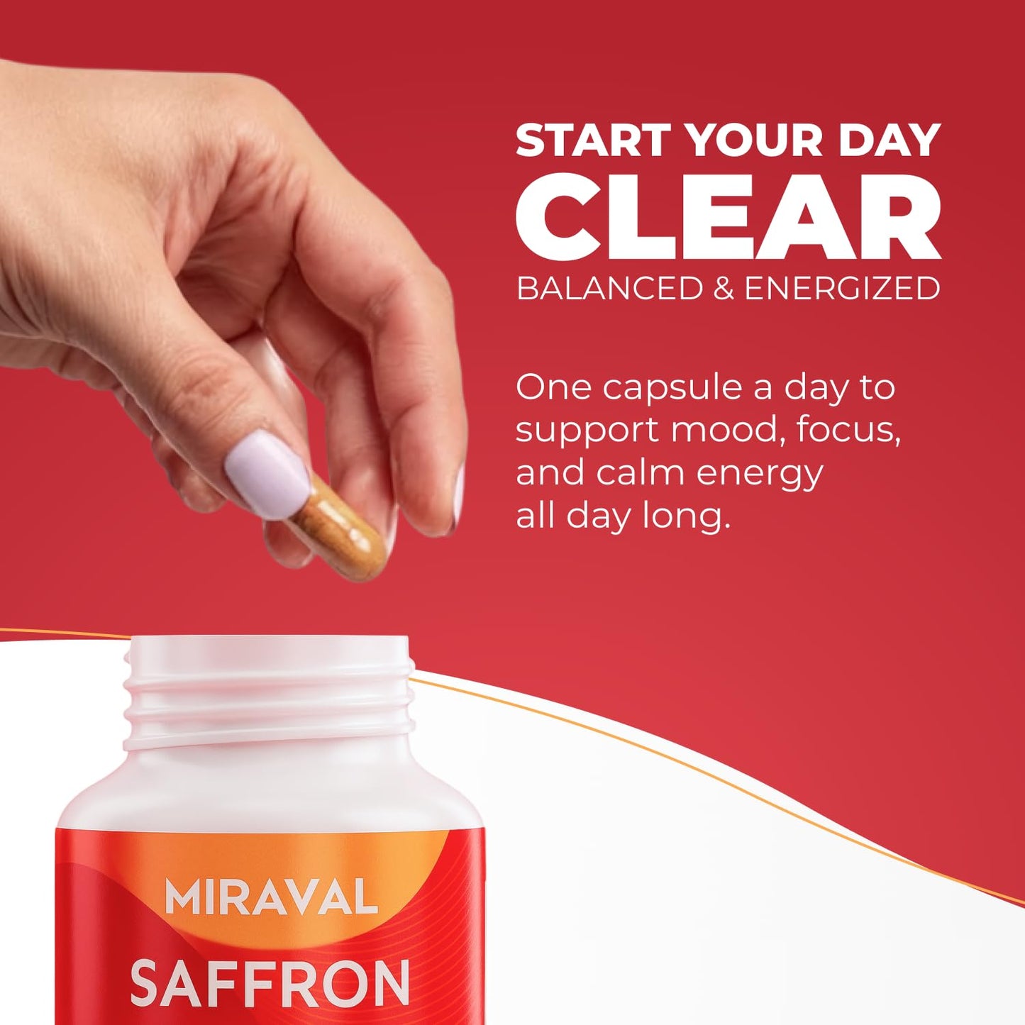 Miraval Saffron Supplement for Men & Women – Saffron Capsules with Organic Saffron Extract – Supports Mood, Focus & Clarity, 60 Capsules