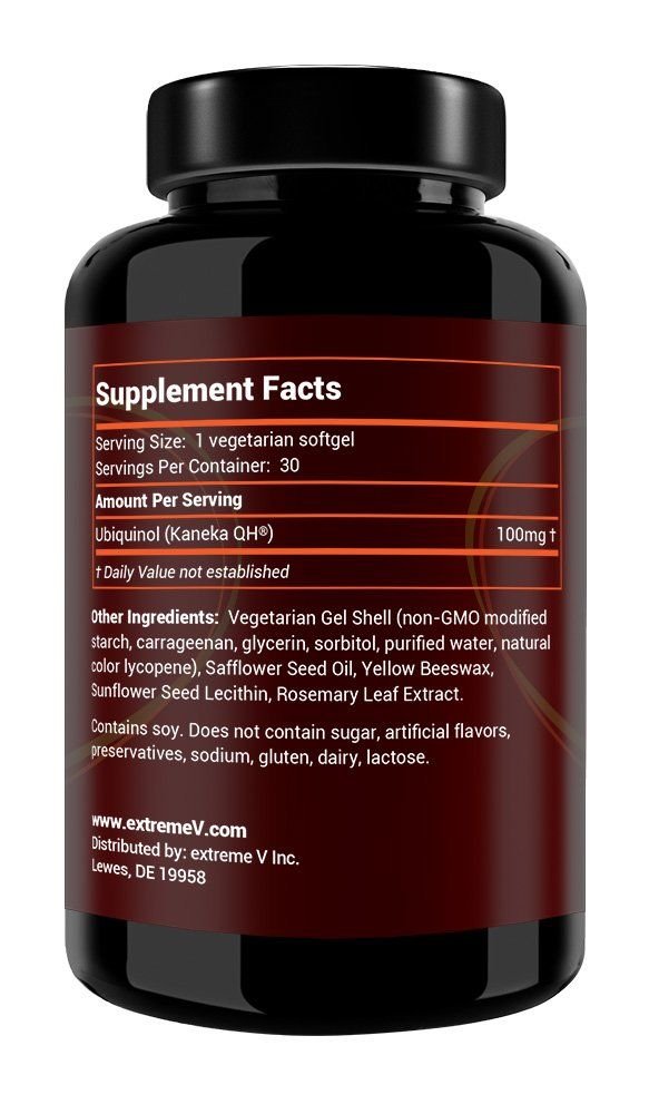 Extreme V, Inc HeartQQ High Absorption Ubiquinol (QH) 100mg Ubiquinol Softgels 30