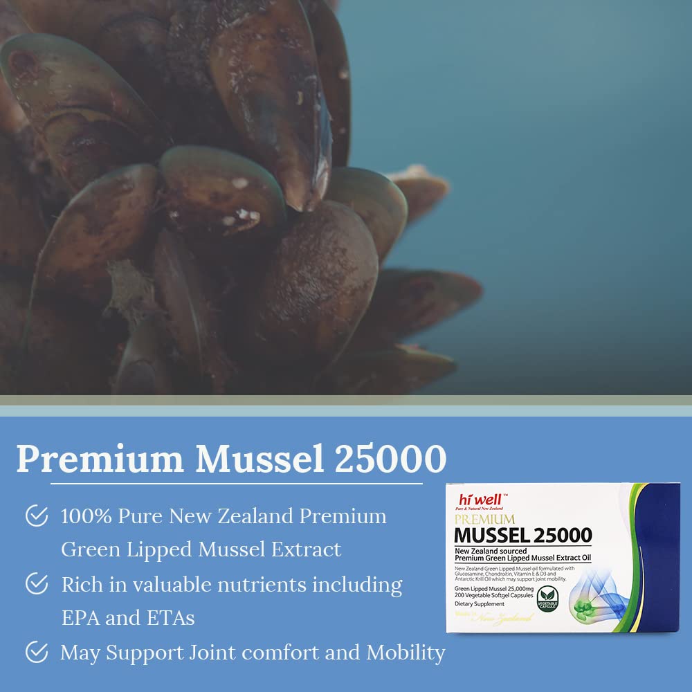 Hi Well Pure & Natural New Zealand Premium Mussel 25000 Softgels 400