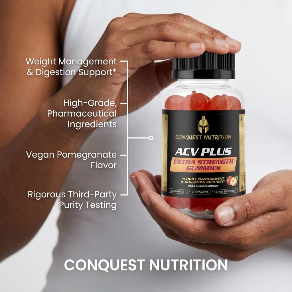 Conquest Nutrition ACV Plus 1000mg Apple Cider Vinegar Gummies, 60 Count