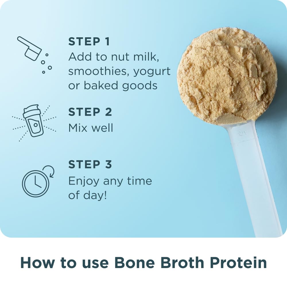 Ancient Nutrition Grass Fed Bone Broth Protein Powder, Vanilla, 13 Servings