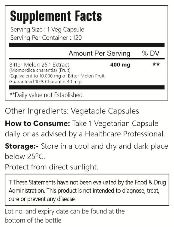 VitaCosmoX Bitter Melon Extract, 120 Capsules