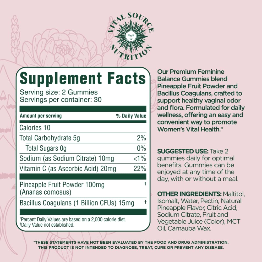 Vital Source Nutrition Vaginal Probiotic Gummies for Women 60 Gummies