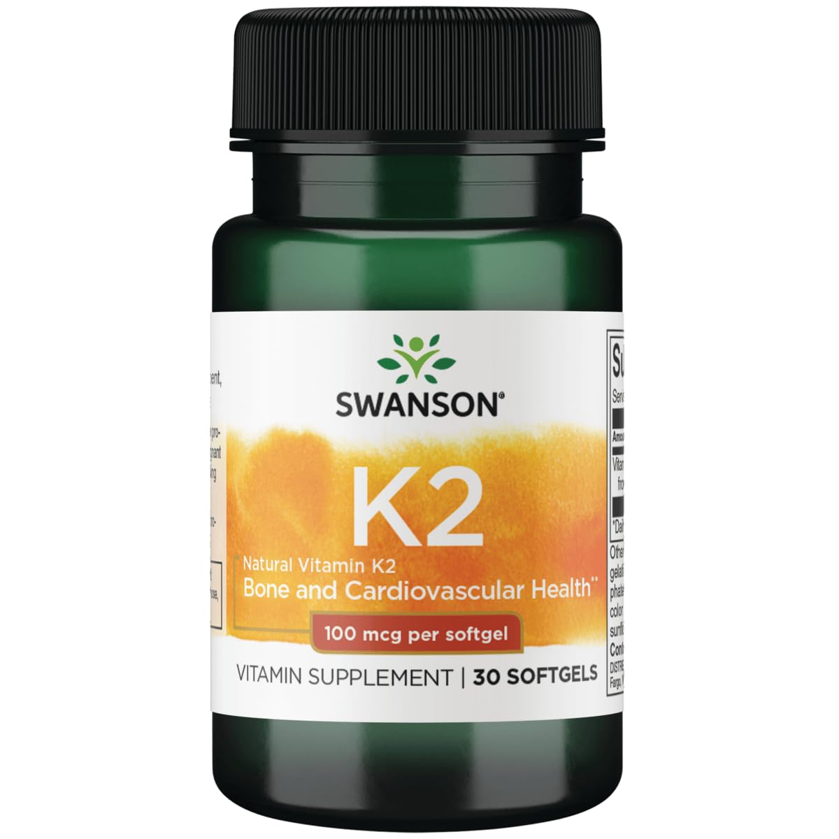 Swanson Vitamin K2 (Menaquinone-7) Softgels 100mcg, 30 Count
