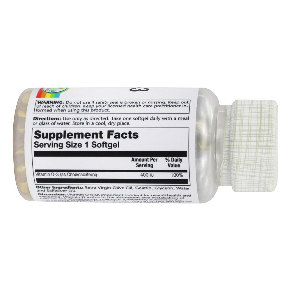 SOLARAY Vitamin D-3 10 mcg Softgels 120