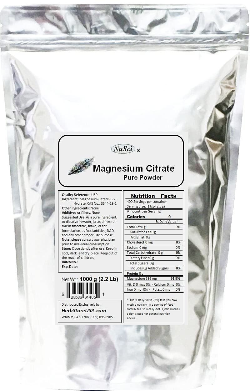 NuSci Magnesium Citrate Powder, 35.27 Ounce