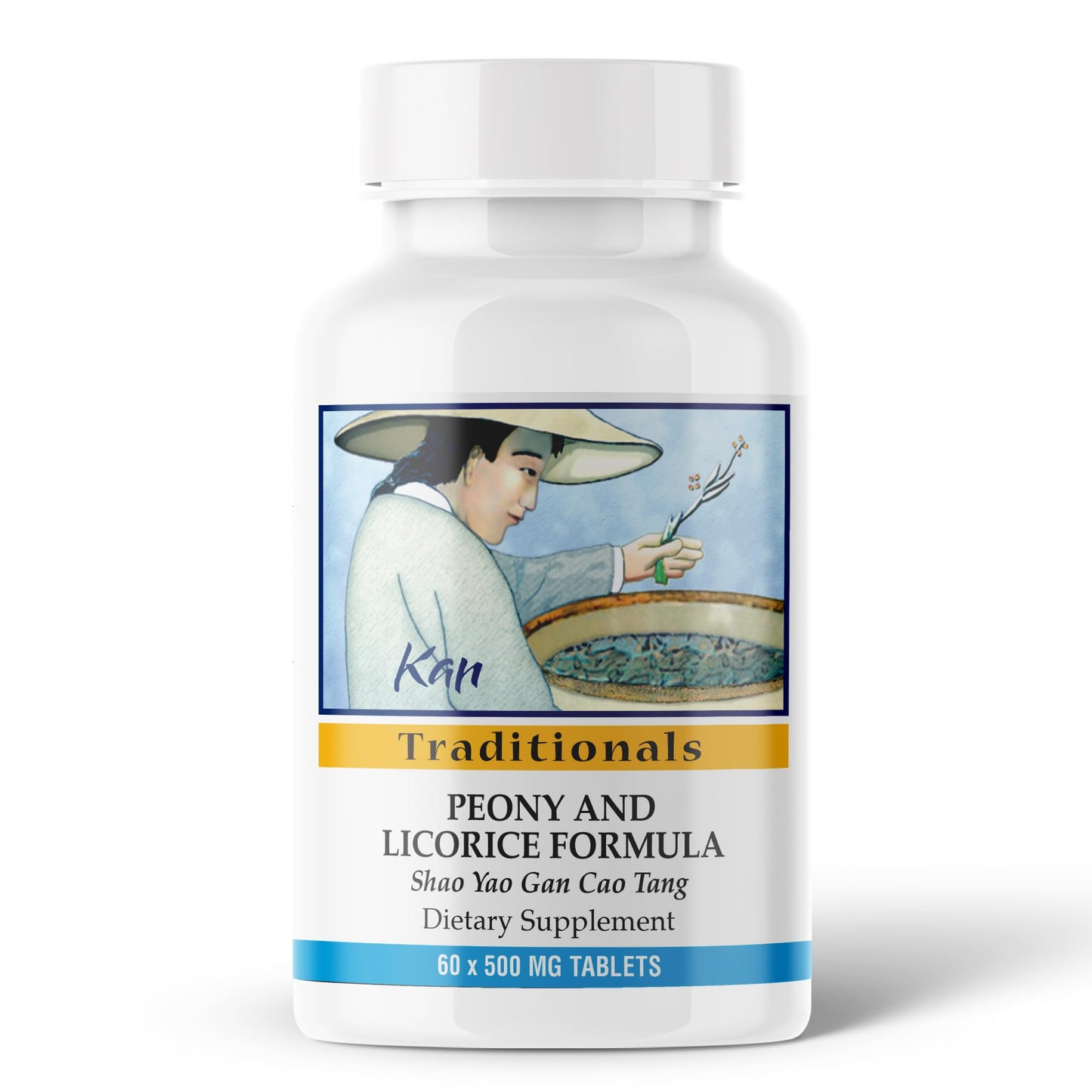 Kan Herb Peony & Licorice Formula Tablets Traditional Chinese Herbal Blend with White Peony Root & Chinese Licorice to Support Liver Balance, Muscle Comfort & Digestive Harmony, 60 Tablets