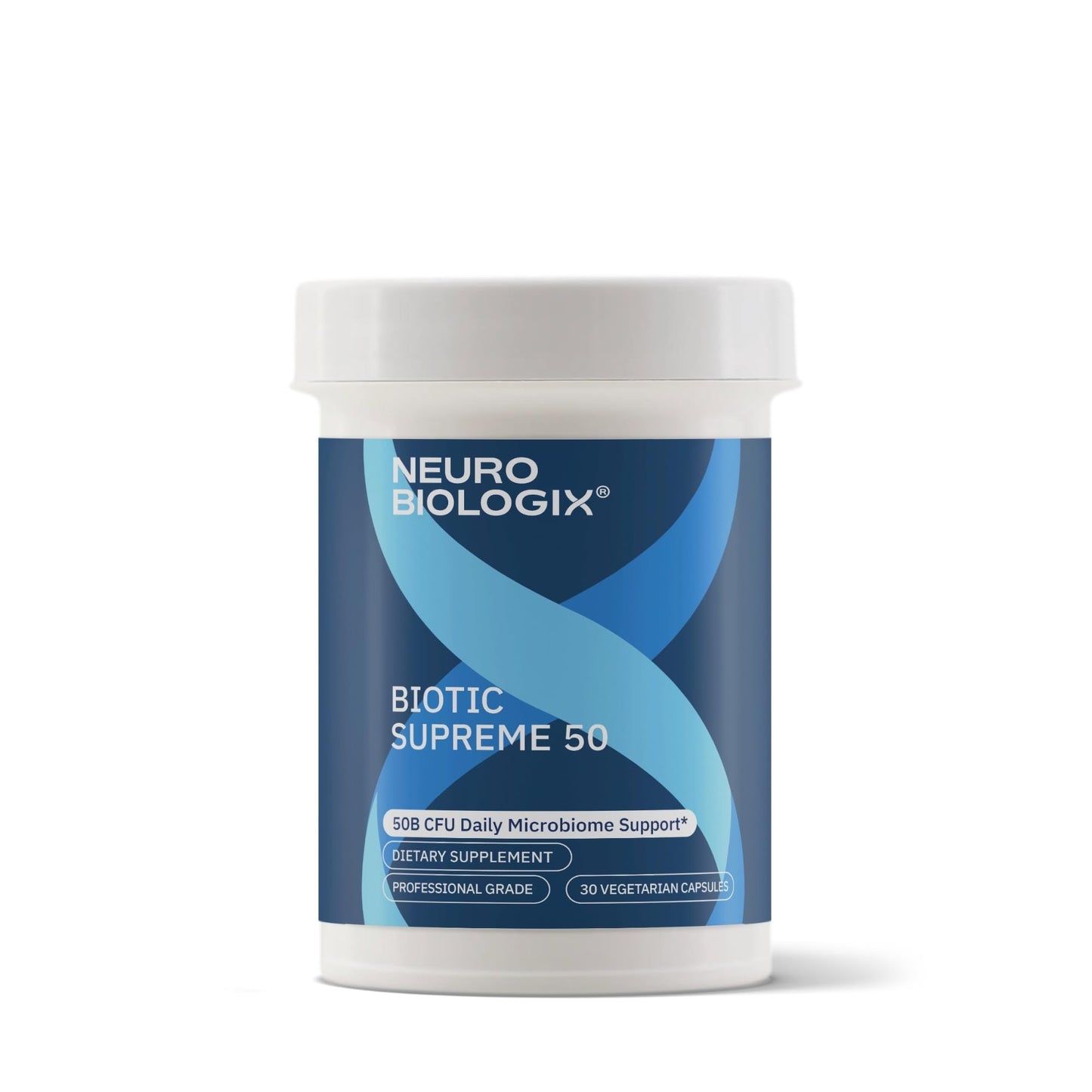 Neurobiologix Biotic Supreme 50, 50 Billion CFU Probiotics with Akkermansia, Saccharomyces boulardii Prebiotic, Supports Gut Flora, Microbial, Digestive & Immune Health, 28 Capsules