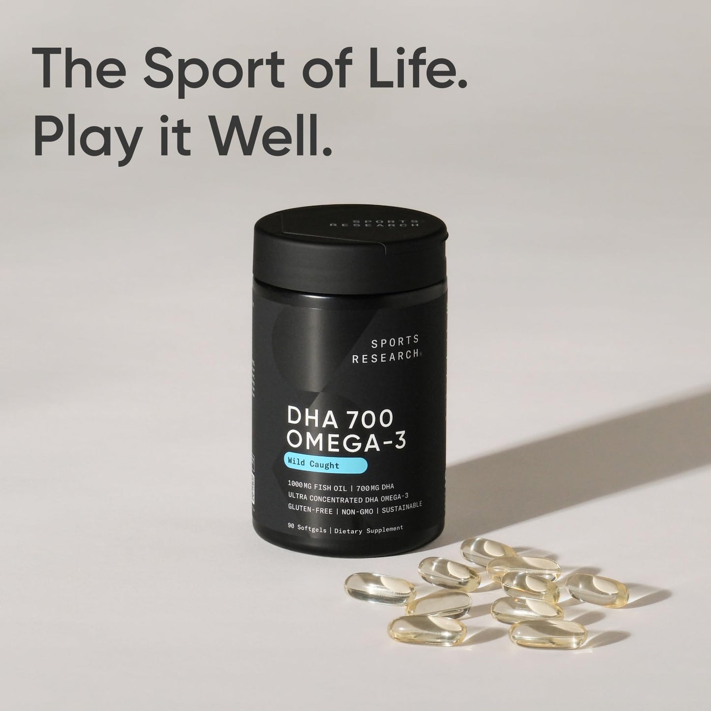 Sports Research DHA Omega-3 Fish Oil 700 mg Softgels 90 Count