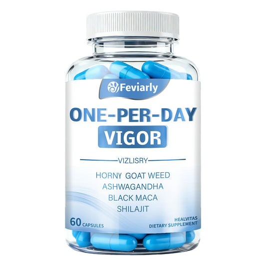 Feviarly Shilajit for Men 800mg with 1600mg Vitality Blend Capsules, 60 Count