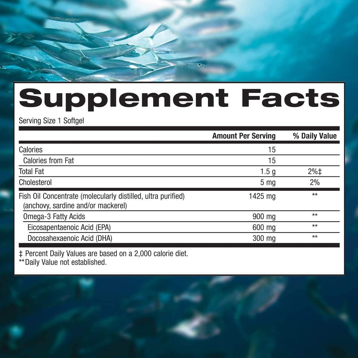 Generic Non-GMO Triple Strength Omega-3 Fish Oil Enteric Softgels, 200 Count