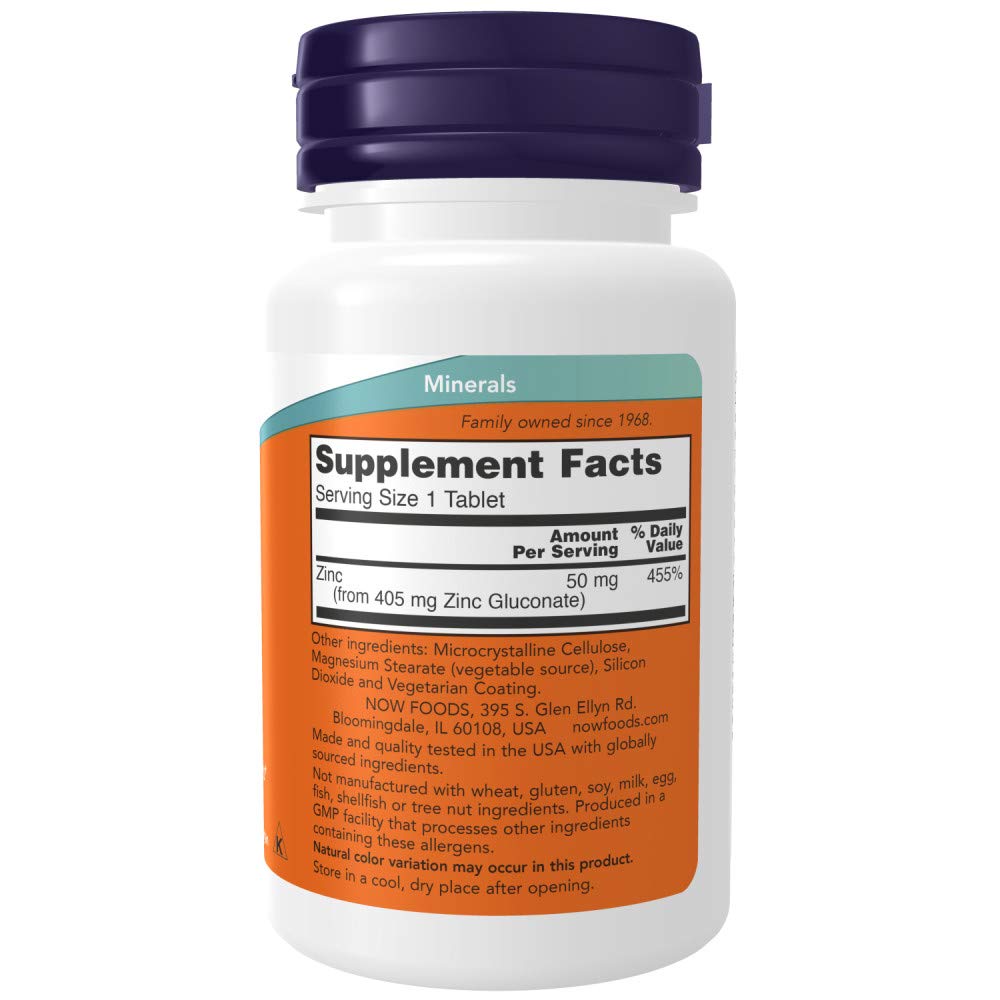 NOW Foods Zinc 50 mg Tablets 200 Tablets