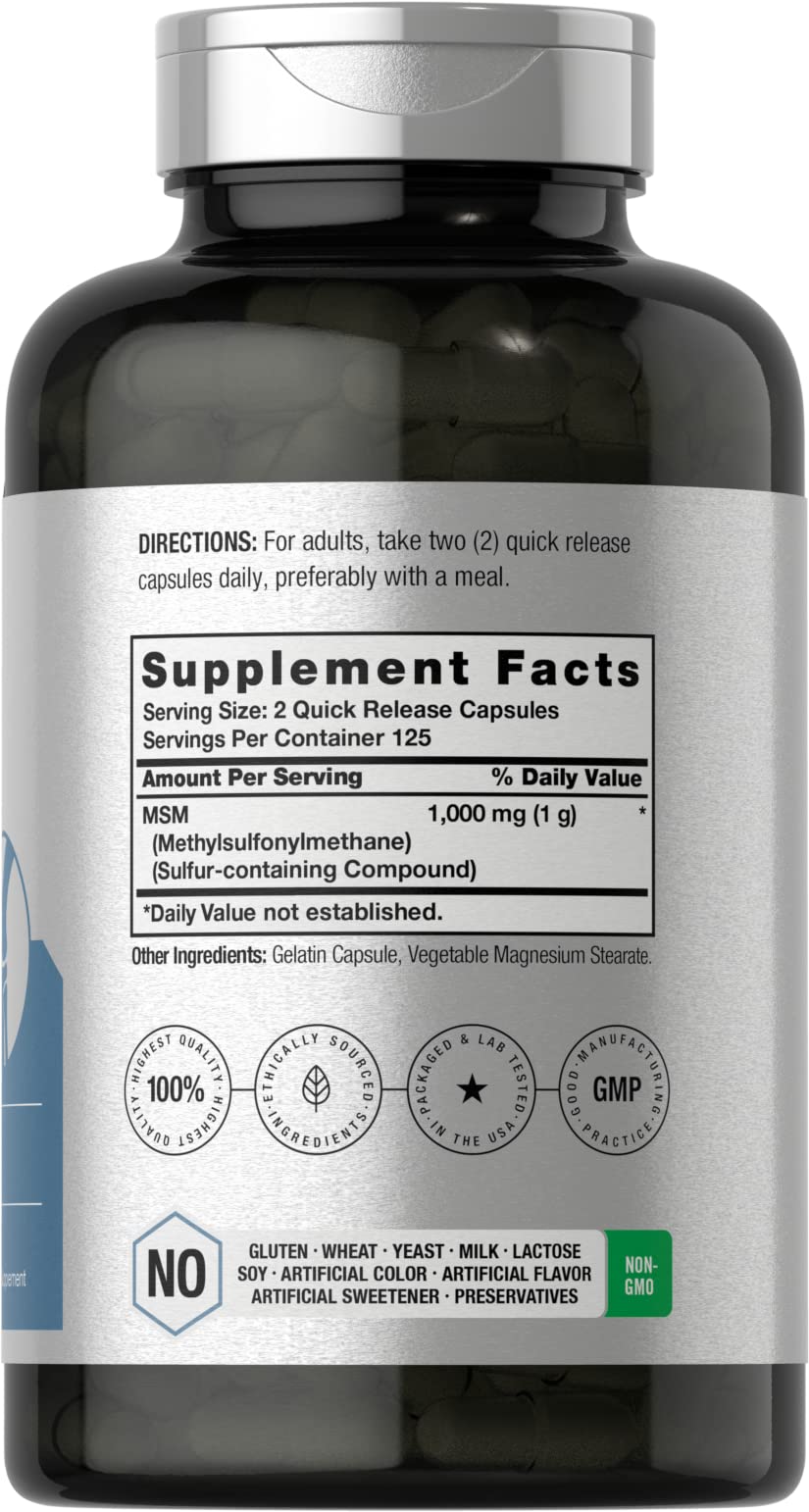 Horbäach MSM Supplement Capsules 250 Count
