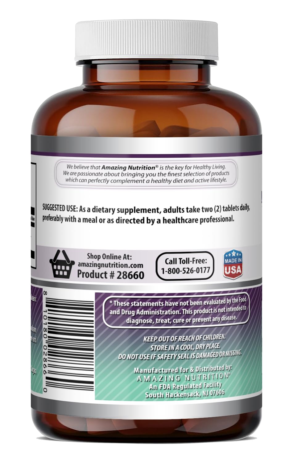 Amazing Nutrition MSM (Methylsulfonylmethane) Supplement Tablets, 180 Count