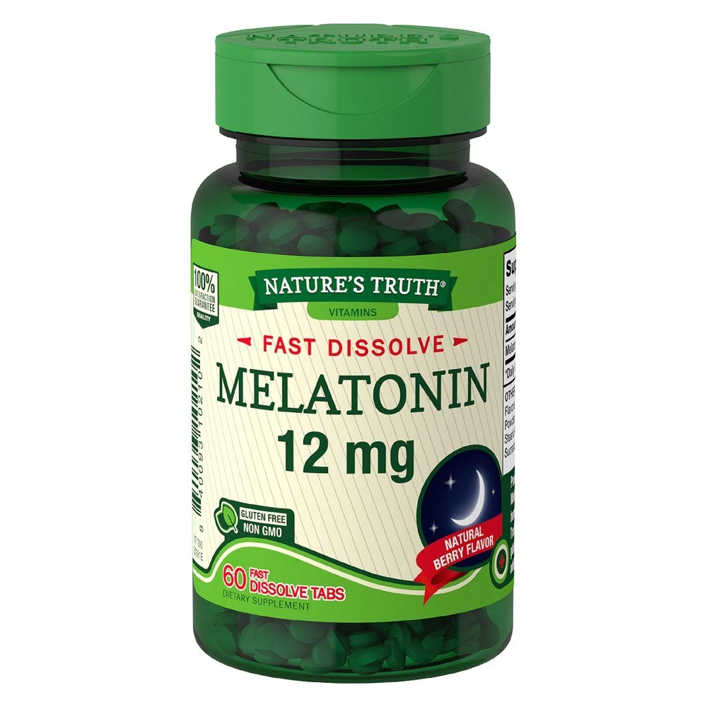 Nature's Truth Melatonin 12 mg Fast-Dissolve Tablets, Natural Berry Flavor, 360 Tablets