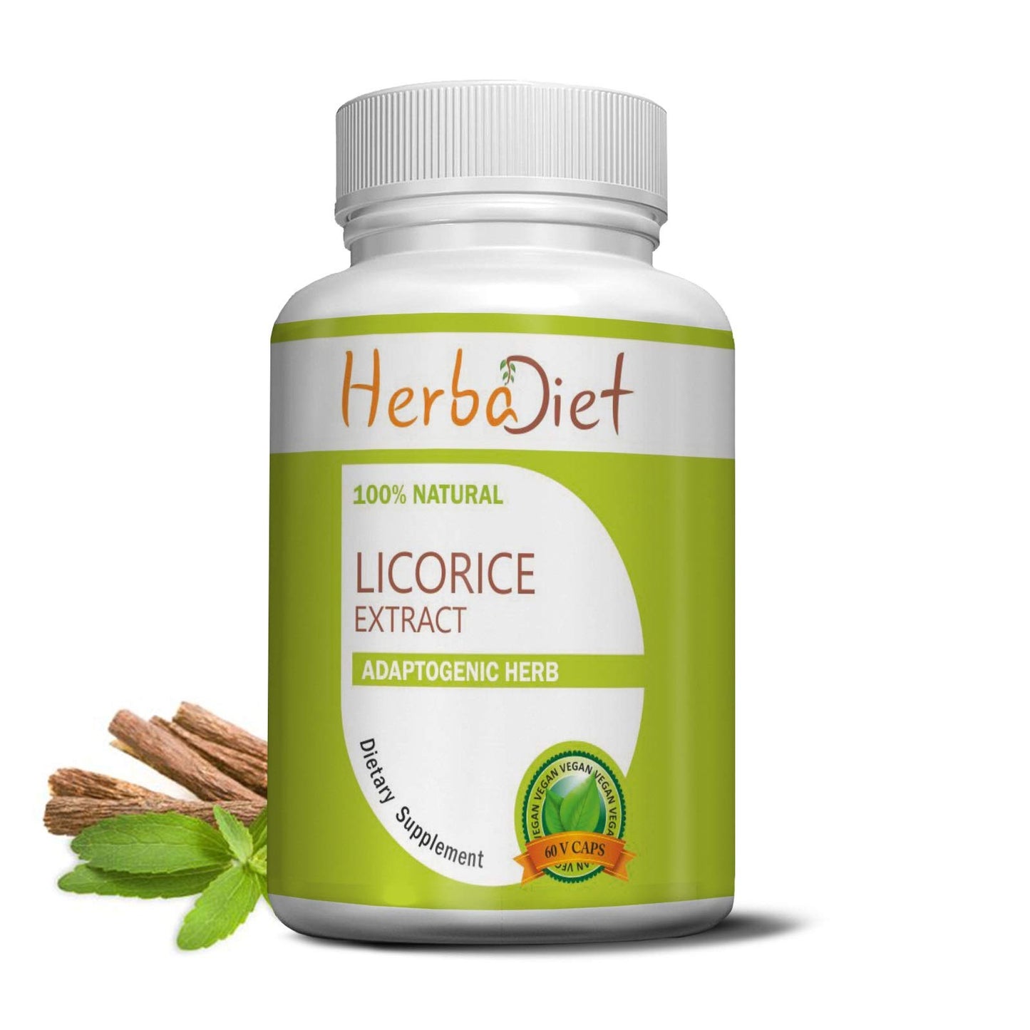 Herbadiet Licorice Root Extract Powder Capsules, 60 Count