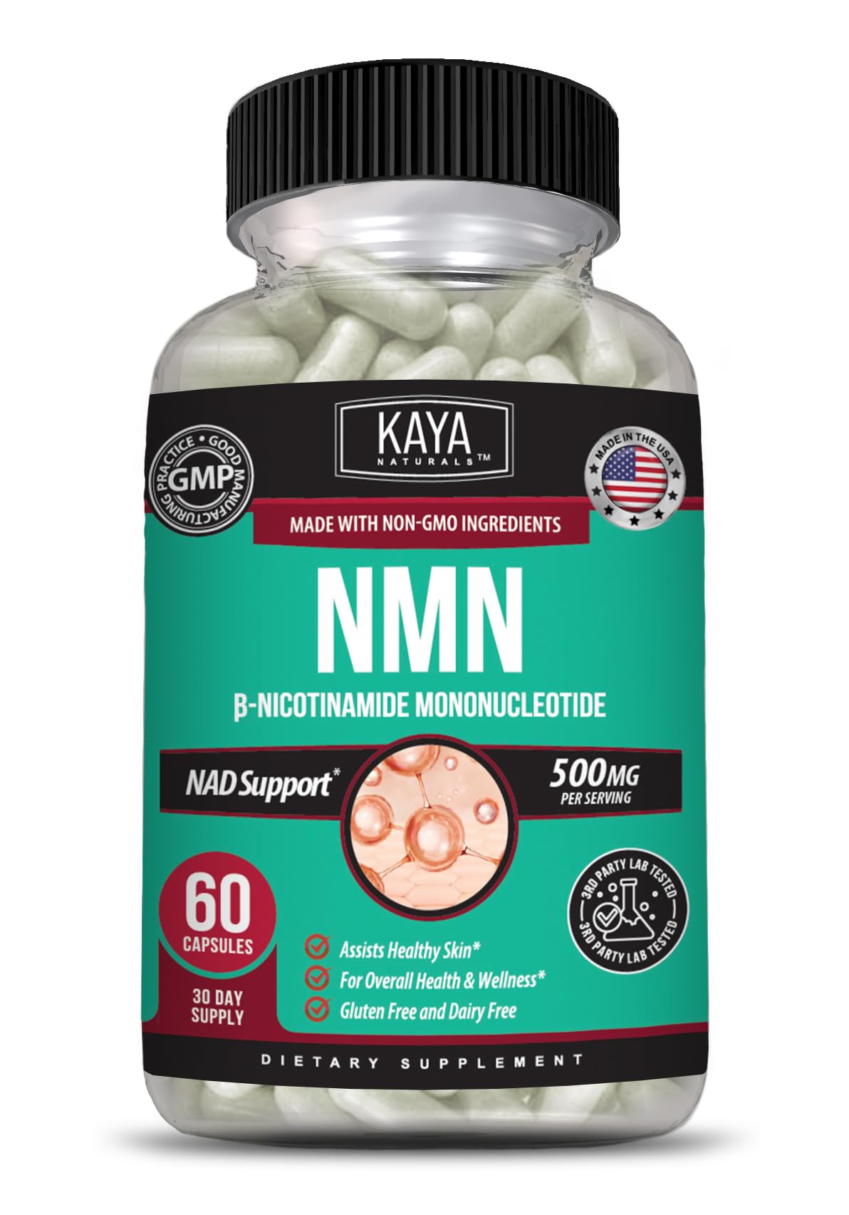 Kaya Naturals NMN 500mg Capsule, 60 Count