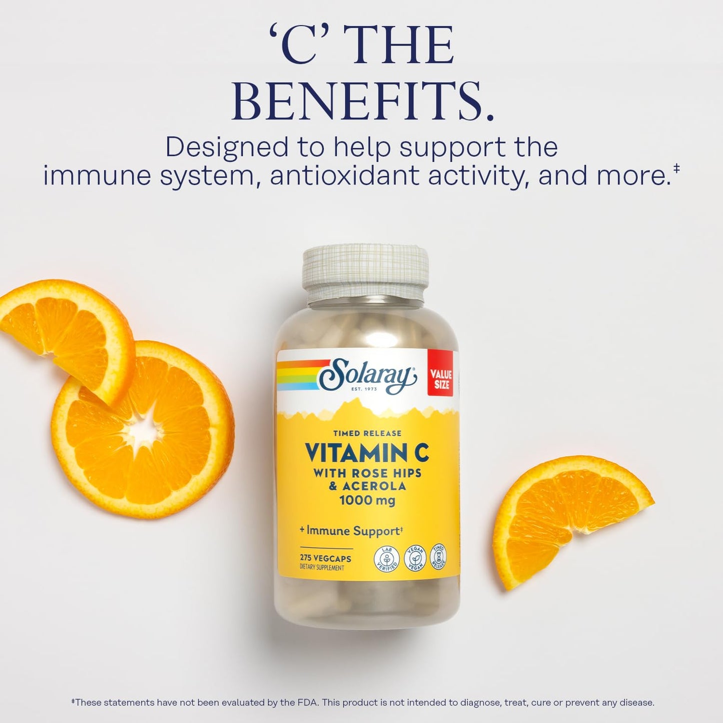 SOLARAY Vitamin C 1000 mg Time Release, 275 Capsules