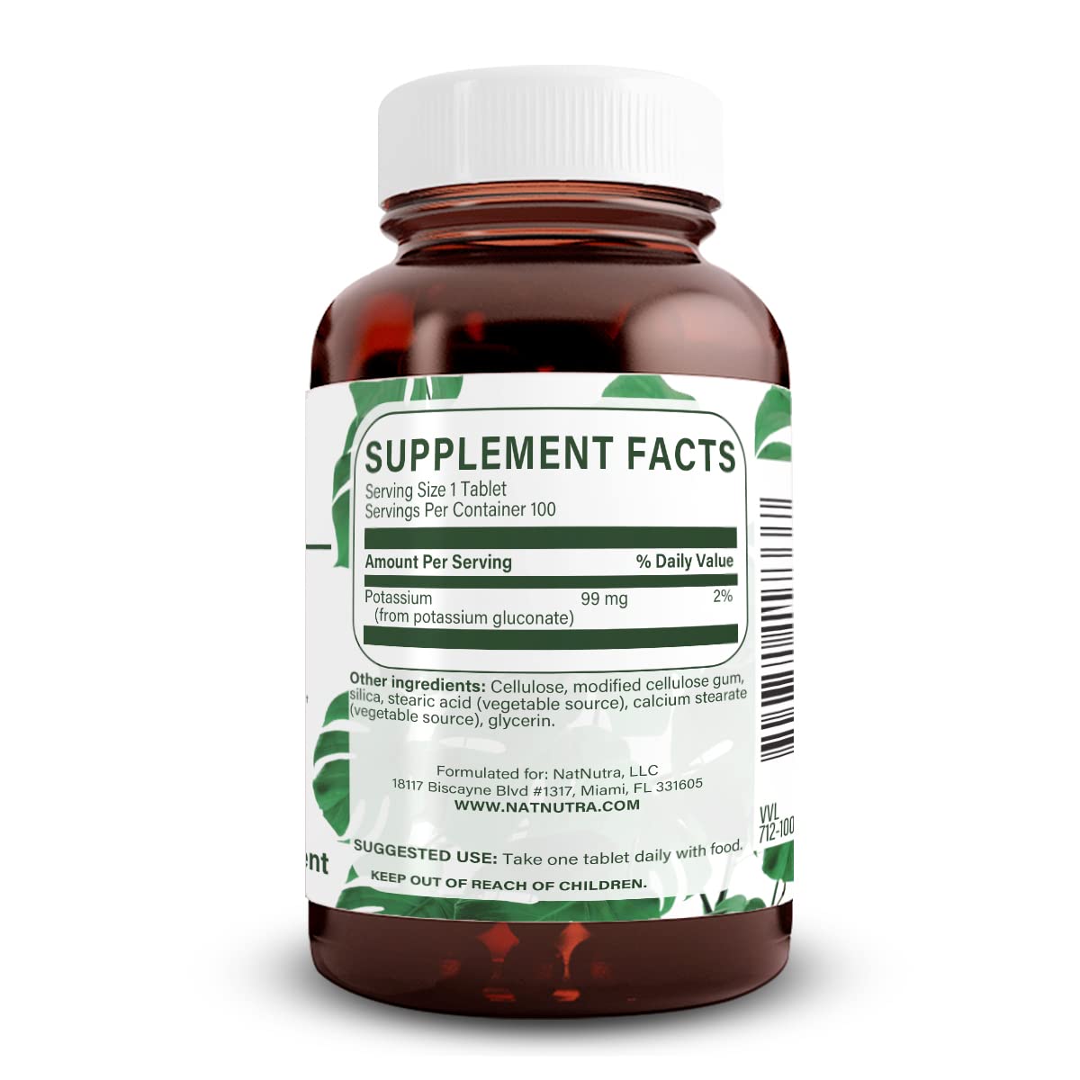 Natural Nutra Elemental Potassium Gluconate 99 mg Dietary Supplement Tablet, 100 Tablets