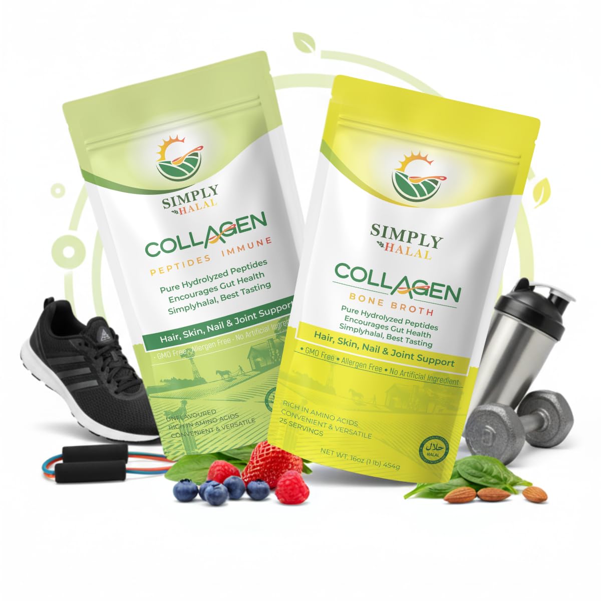 Simply Halal Collagen & Bone Broth Collagen Combo Protein Powder, 48