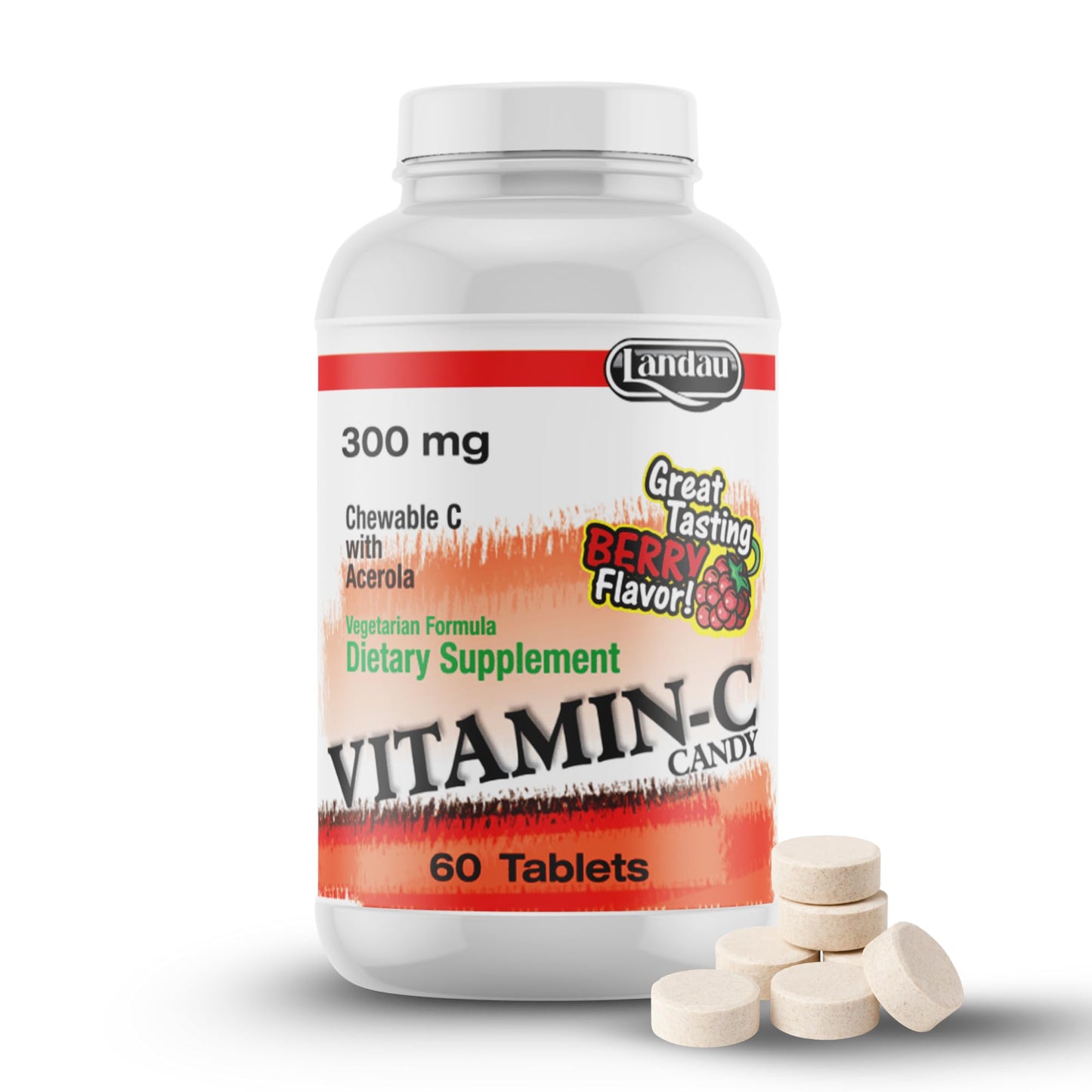 LANDAU Chewable Vitamin C Candy Tablet 60 Count