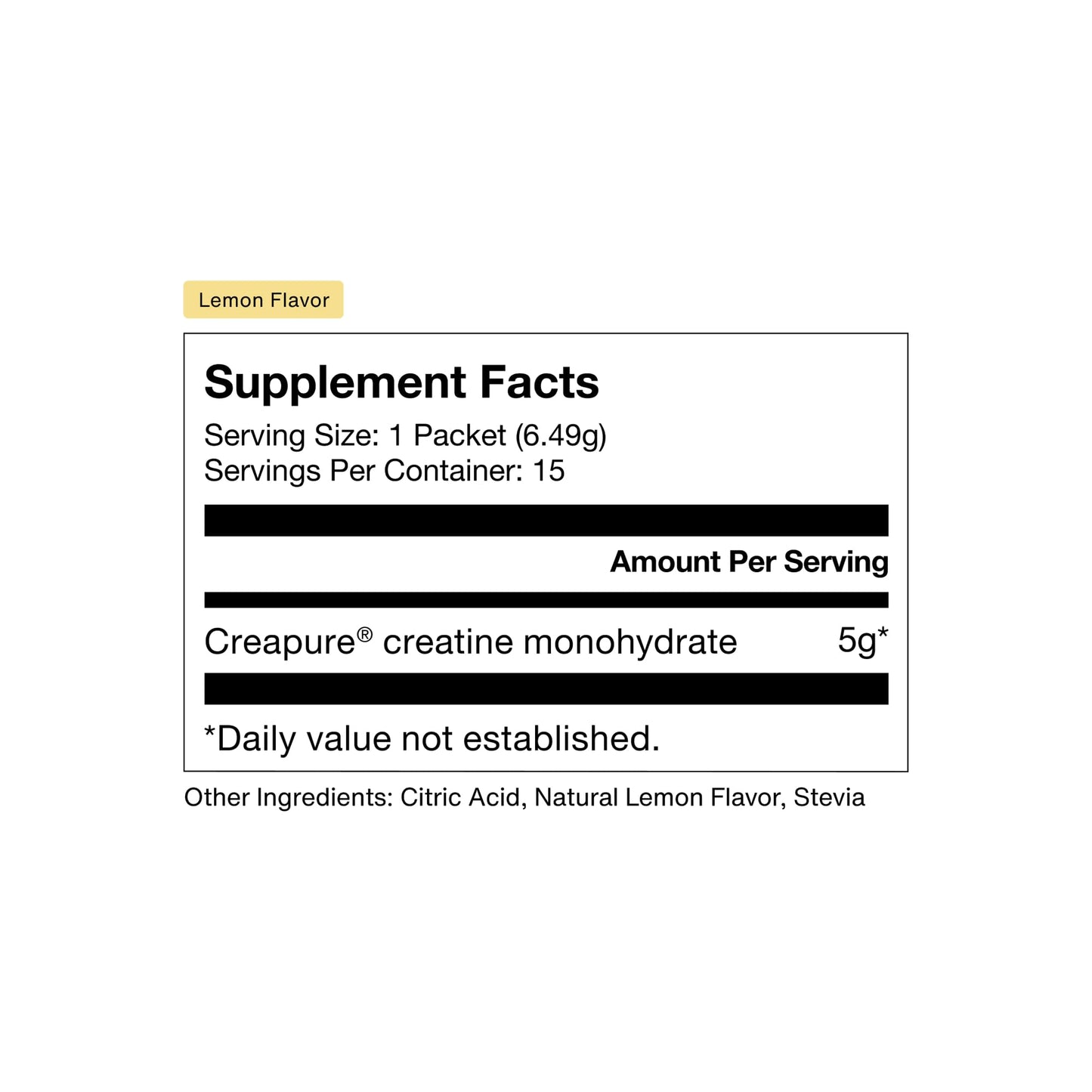 Momentous Creatine Monohydrate Powder, Lemon, 15 Servings