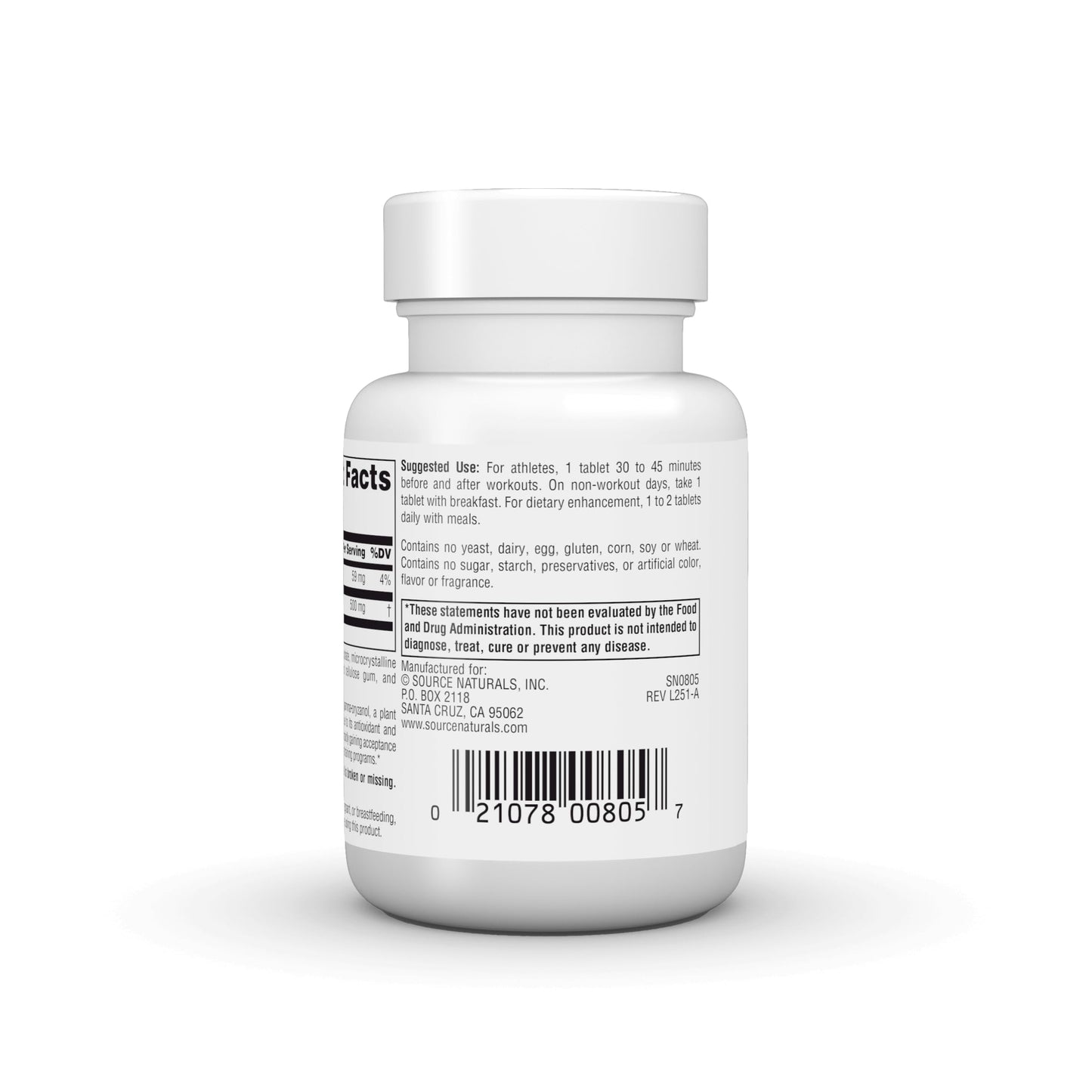 Source Naturals Athletic Series Trans-Ferulic Acid 250mg, 60 Tablets