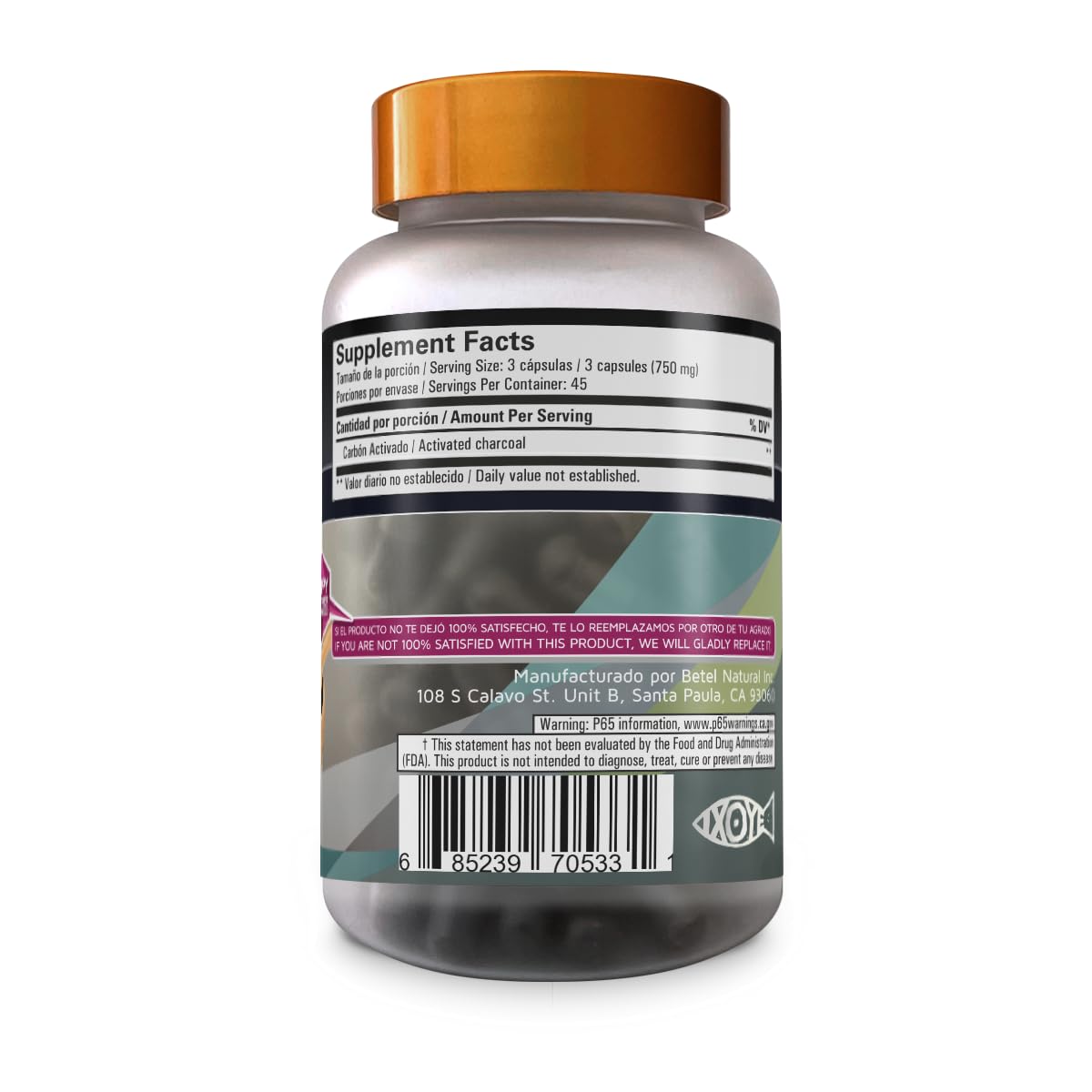 Betel Natural Activated Charcoal Capsules 90 Capsules