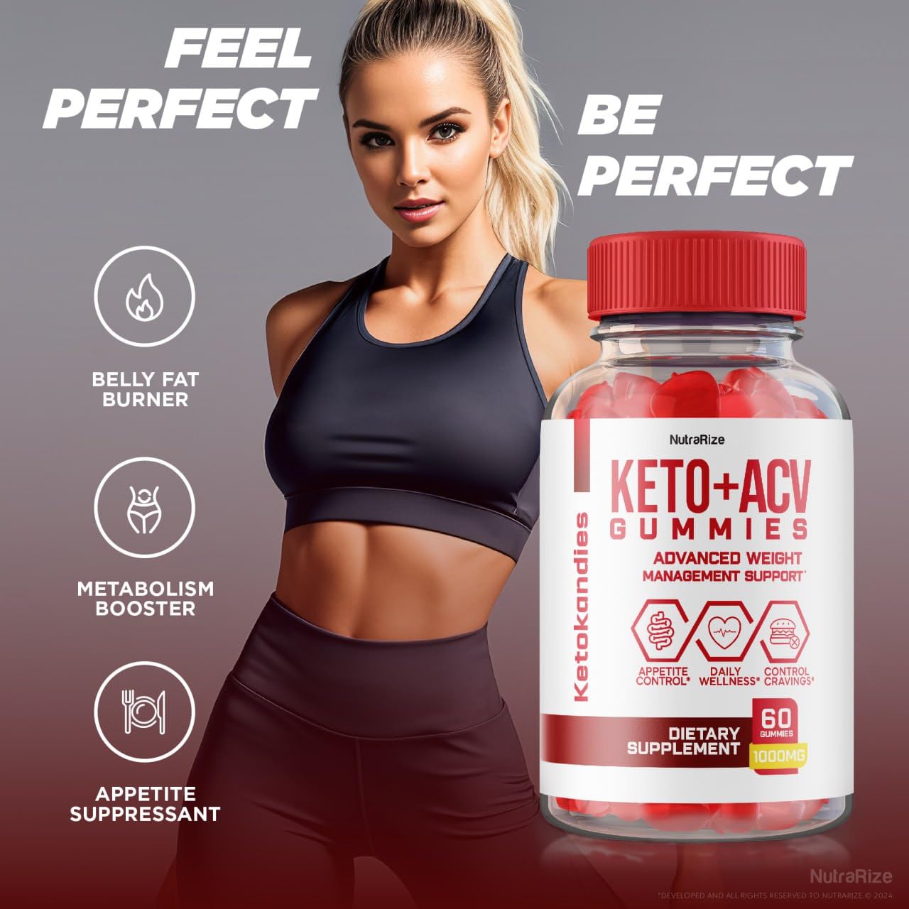 NutraRize KetoKandies ACV Keto Gummies, 300 Gummies