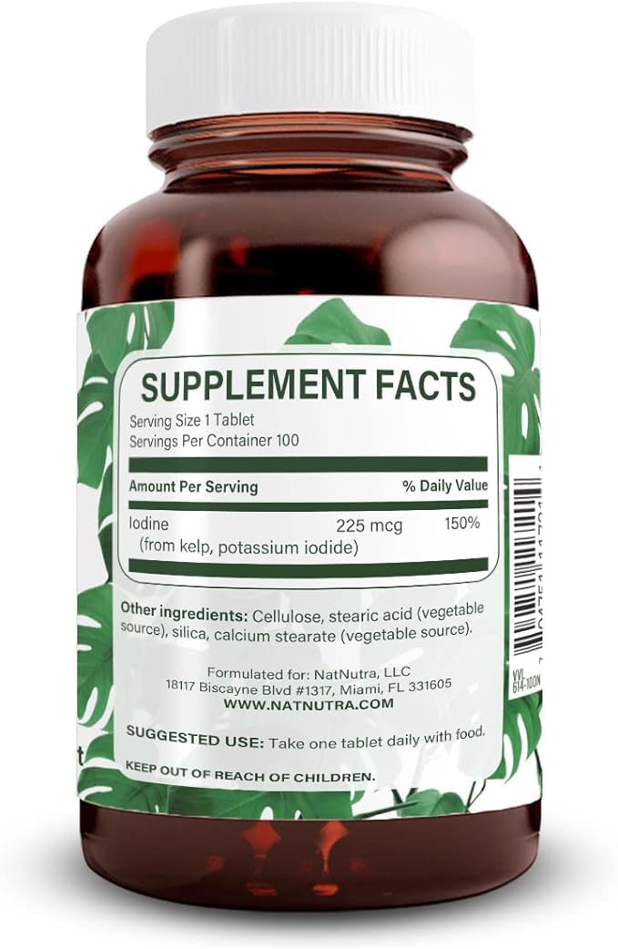 Natural Nutra Kelp Iodine with Potassium Iodide Tablet, 100 Tablets
