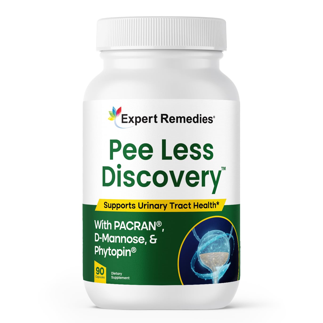 Expert Remedies Pee Less Discovery Bladder Support Capsule, Cranberry Extract & D-Mannose, 90 Capsules