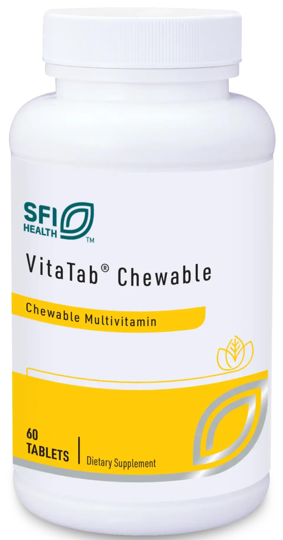 SFI Health Klaire Labs VitaTab Chewable Multivitamin with 24 Vital Nutrients for Kids & Adults, Natural Cherry-Orange Flavor, No Artificial Colors, Flavors, or Preservatives, 60 Tablets