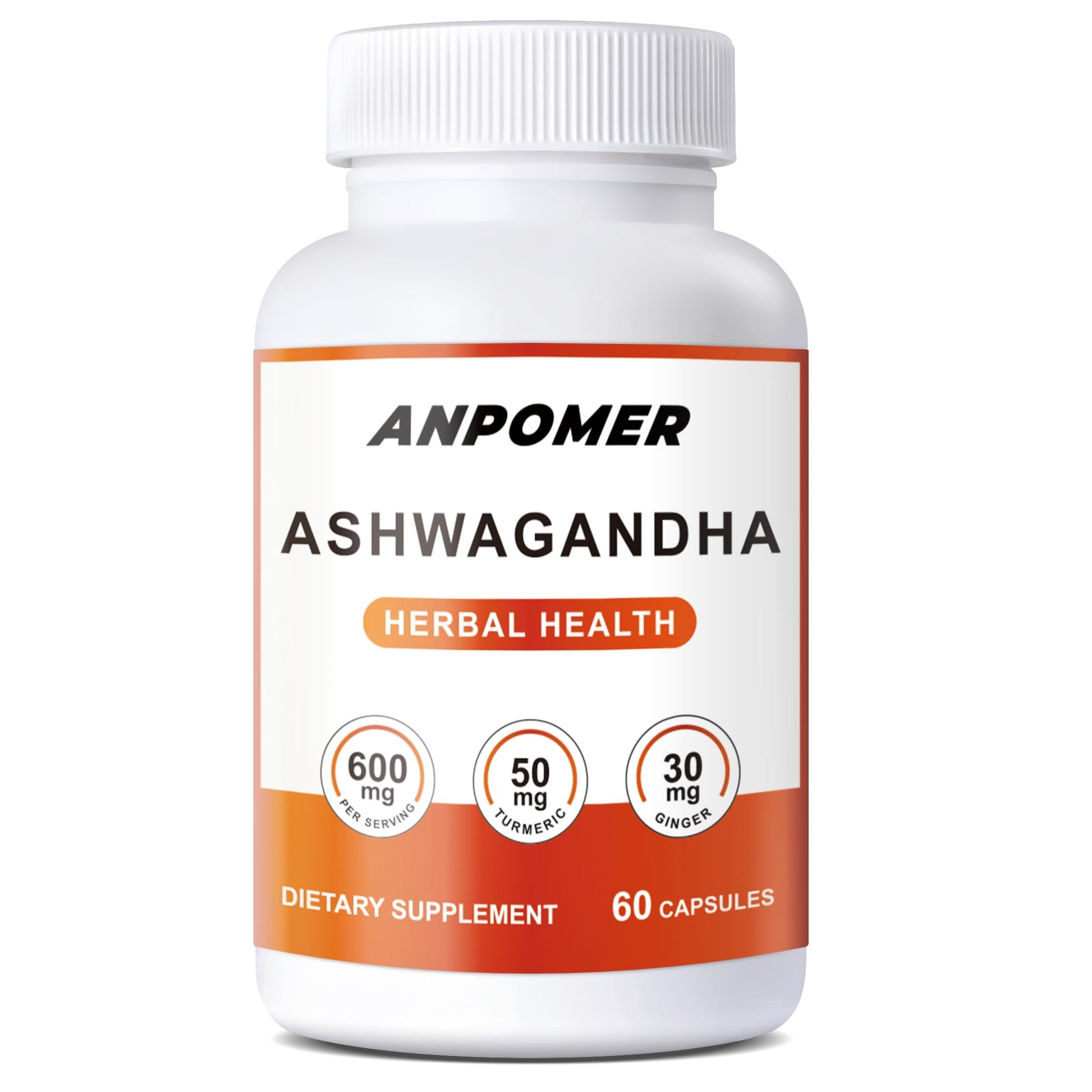 Generic Organic Ashwagandha Supplement with Turmeric, Ginger & Black Pepper - 600mg Root Extract - 60 Capsules