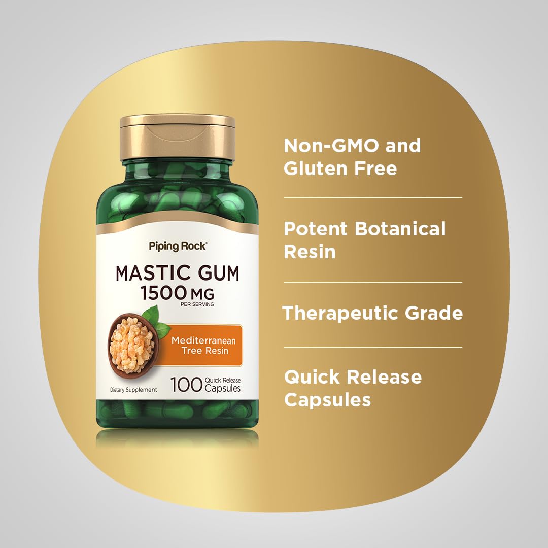 Piping Rock Mastic Gum Capsules 1500mg, 100 Count