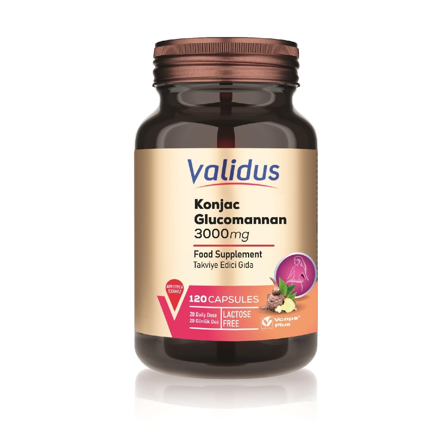 VALIDUS Konjak Glukomannan 3000 mg Capsules, 120