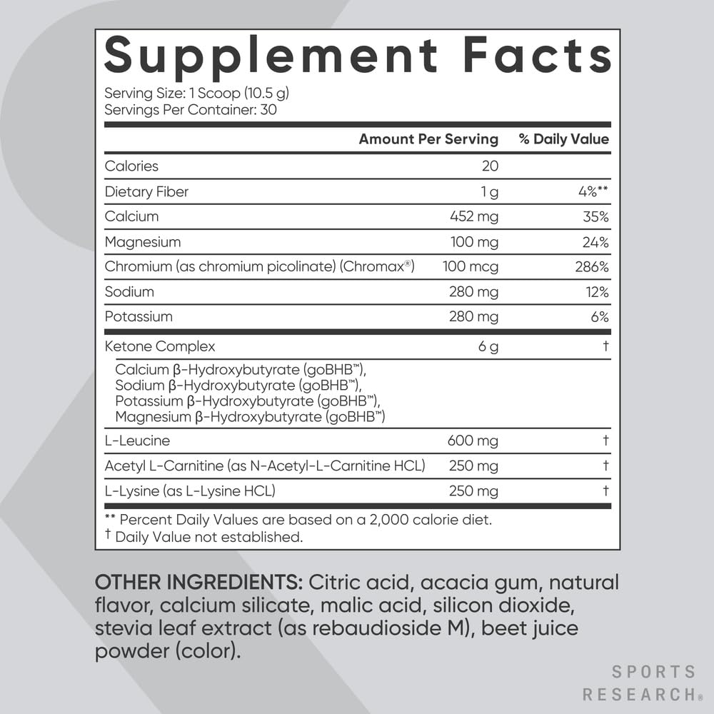Sports Research Keto Plus Exogenous Ketones with goBHB Powder 11.2 oz Raspberry Lemonade