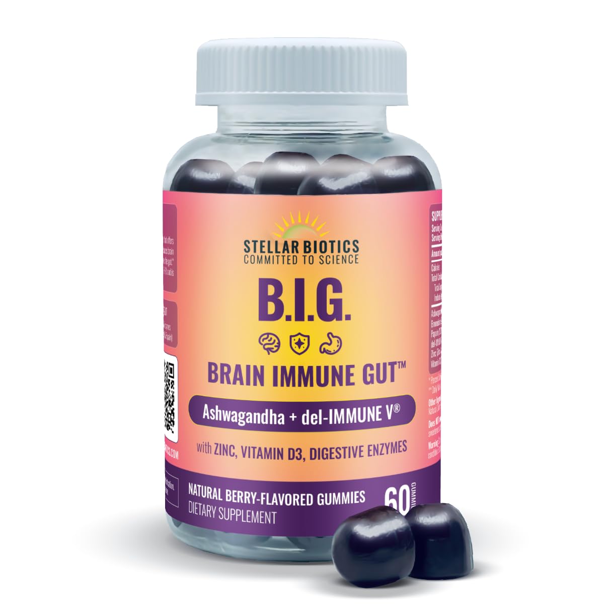 Del-Immune V + Ashwagandha - Brain Immune Gut B.I.G. Gummies 60 Count
