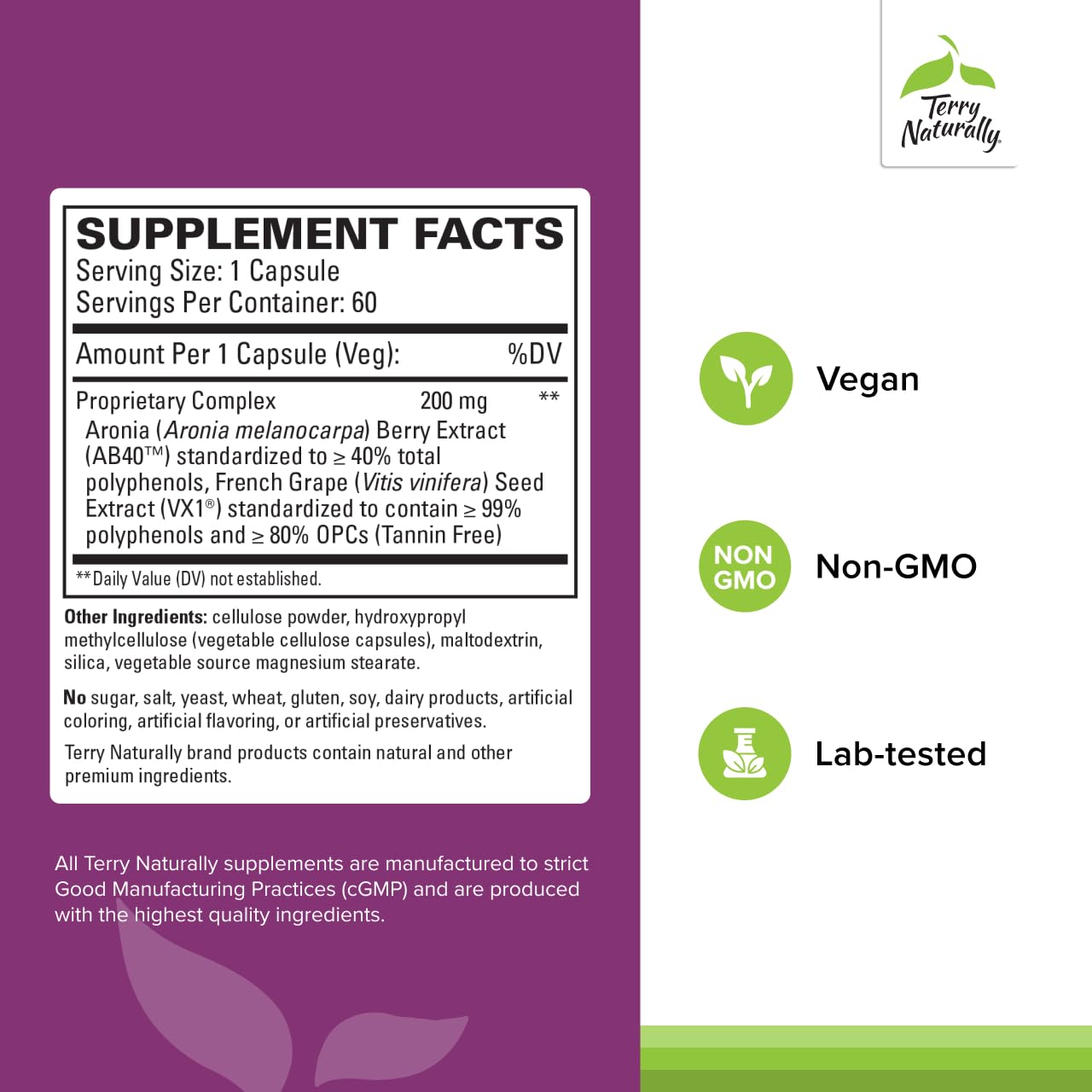 Terry Naturally Aronia Berry Complex with Grape Seed Extract 60 Capsules