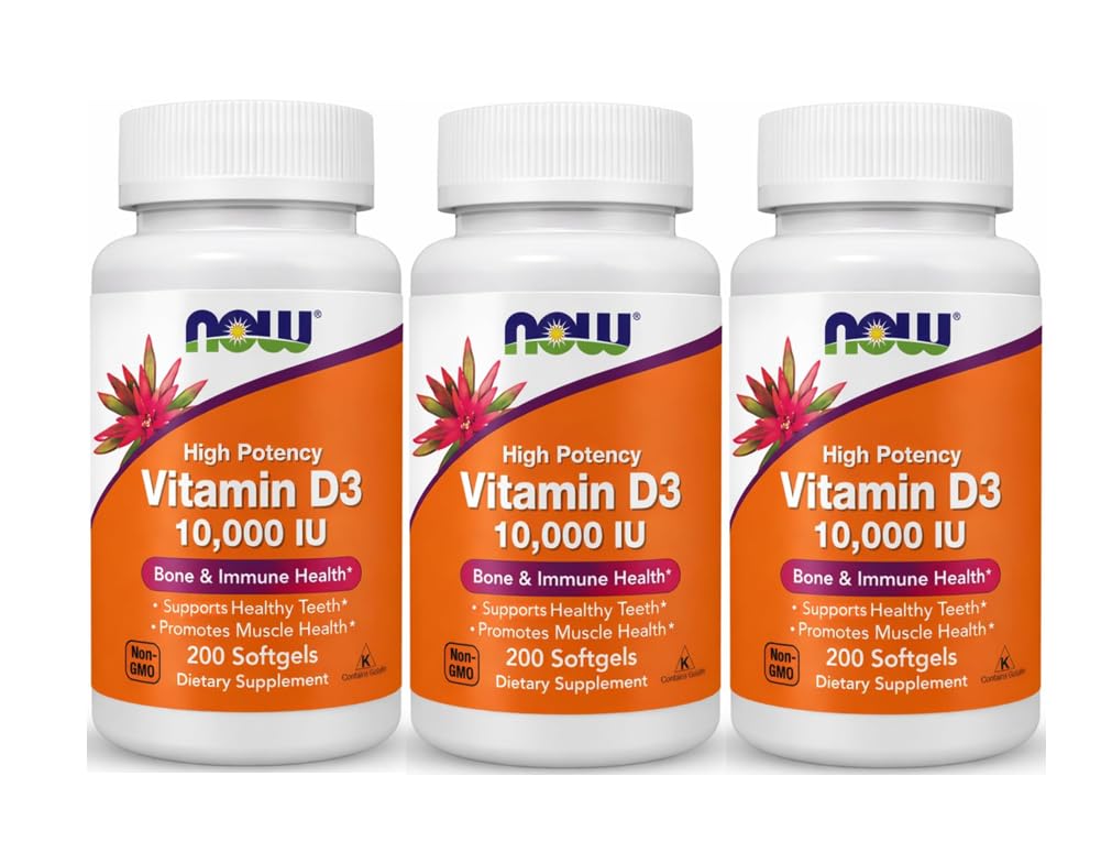 NOW Foods Vitamin D-3 10,000 IU Softgels, 600 Count